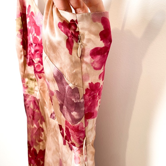 Vintage Silk Floral Midi Bohemian Dress - Picture 9 of 10